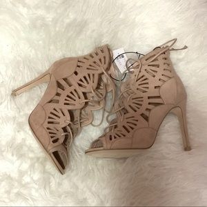 Nude caged heels